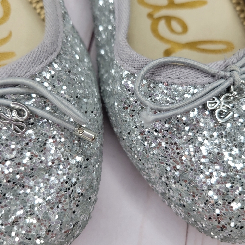 Sam Edelman Kids Silver Sparkle Ballet Shoes - Picture 3 of 5